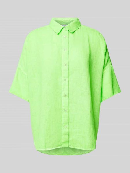Lniana bluzka w jednolitym kolorze Emily Van Den Bergh zielona