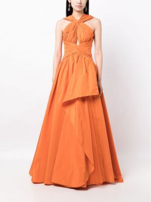 Drapované hedvábné koktejlové šaty Zuhair Murad oranžové