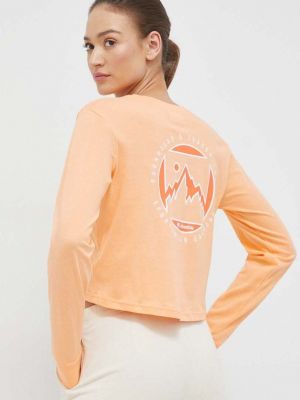 Памучна блуза с дълъг ръкав Columbia оранжево