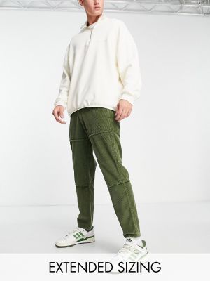 Рваные вельветовые брюки слим Asos зеленые