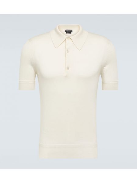 Kašmyro šilkinė polo marškinėliai Tom Ford balta