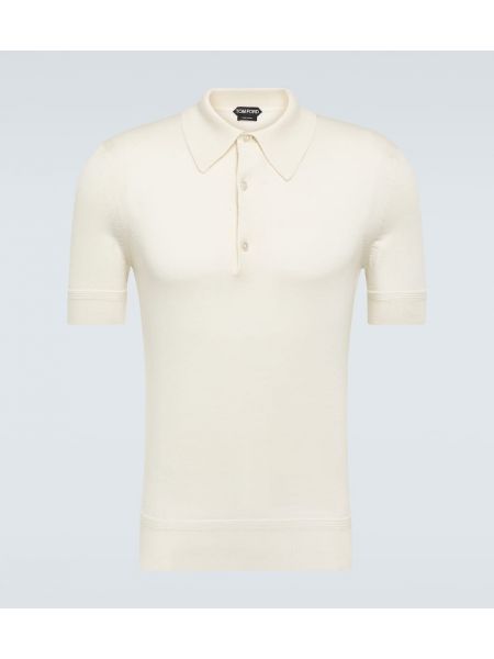 Polo de seda de cachemir con estampado de cachemira Tom Ford blanco