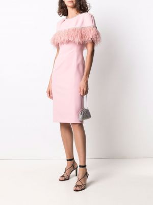 Vestido de cóctel ajustado con plumas de plumas Jenny Packham rosa
