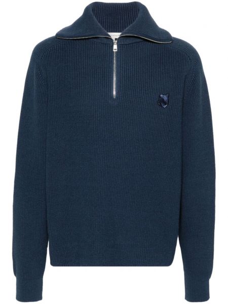 Pleten pulover Maison Kitsuné modra