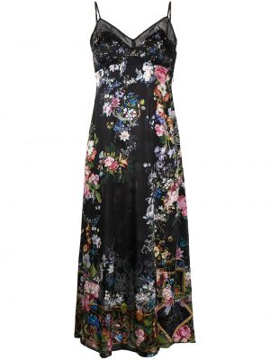 Trykt floral silke dress Camilla svart