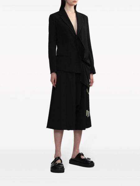 Drapované asymetrické vlněné sako Y's černé