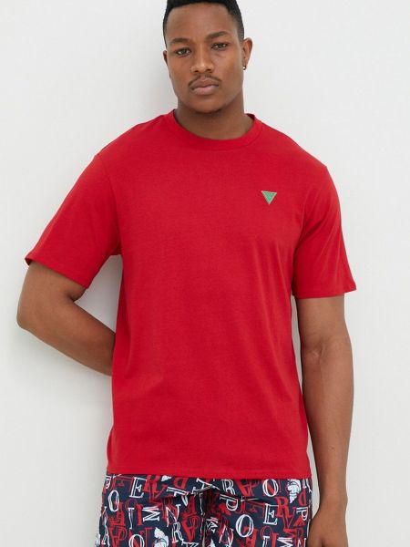 Тениска с дълъг ръкав с апликация Guess червено