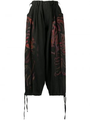 Pantalones con estampado con estampado abstracto Yohji Yamamoto negro