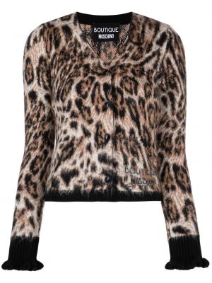 Leopardmønstret strikkegenser med print Boutique Moschino