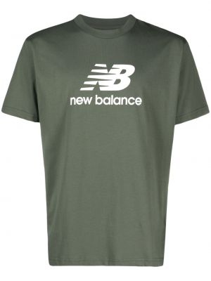 Bavlnené tričko s potlačou New Balance zelená