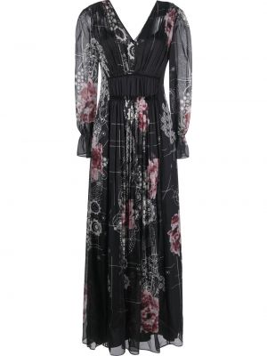 V-hals trykt floral dress Alberta Ferretti svart