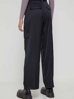 Pantaloni cu talie înaltă Abercrombie & Fitch negru