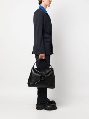 Leder shopper handtasche Valentino Garavani schwarz