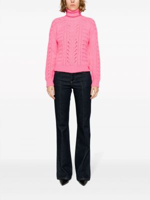 Sweter ażurowy Elisabetta Franchi różowy