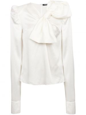 Bluză cu funde de mătase Balmain alb