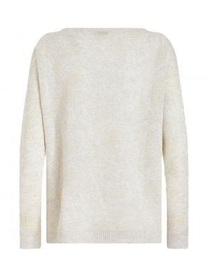 Dzianinowy sweter z wzorem paisley Etro biały