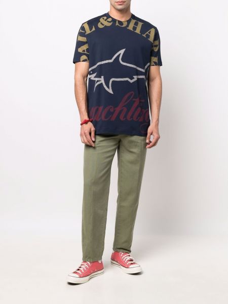 Raštuotas marškinėliai Paul & Shark mėlyna