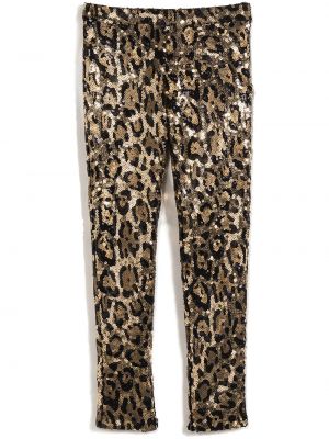 Leopard trykt paljett leggings for jenter Dolce & Gabbana Kids gull