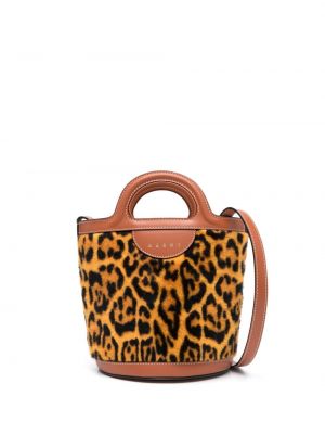 Kožená taška s potlačou s leopardím vzorom Marni