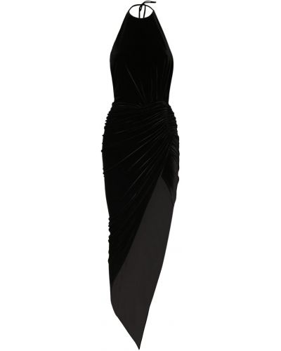 Zamatové midi šaty Alexandre Vauthier čierna