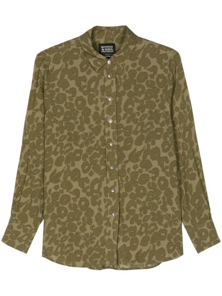 Leopar baskılı gömlek Scotch & Soda yeşil