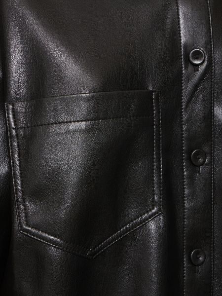 Dirbtinės odos iš natūralios odos marškiniai Nanushka juoda