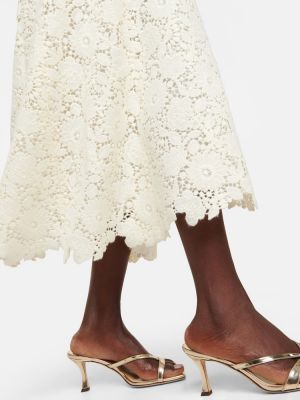 Вълнена миди рокля бродирана Giambattista Valli бяло