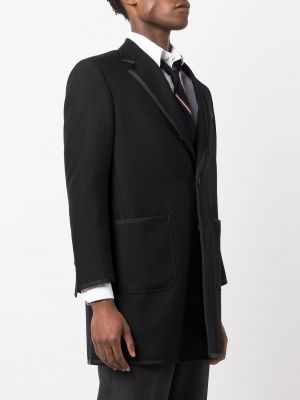 Moherowy płaszcz wełniany z kieszeniami Thom Browne czarny