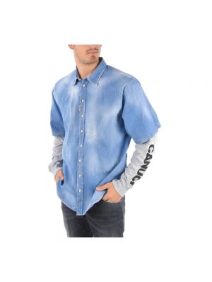 Koszula jeansowa z nadrukiem Dsquared2 niebieska