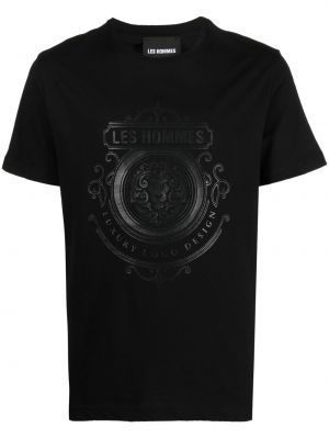 Памучна тениска с принт Les Hommes черно