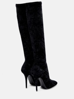 Žametne gumijasti škornji iz rebrastega žameta Saint Laurent črna