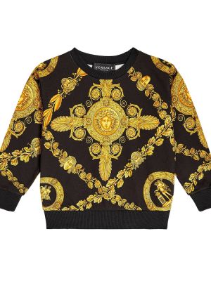 Hoodie i bomull för pojkar Versace Kids svart