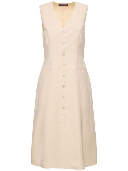 Hedvábné lněné šaty bez rukávů Ralph Lauren Collection