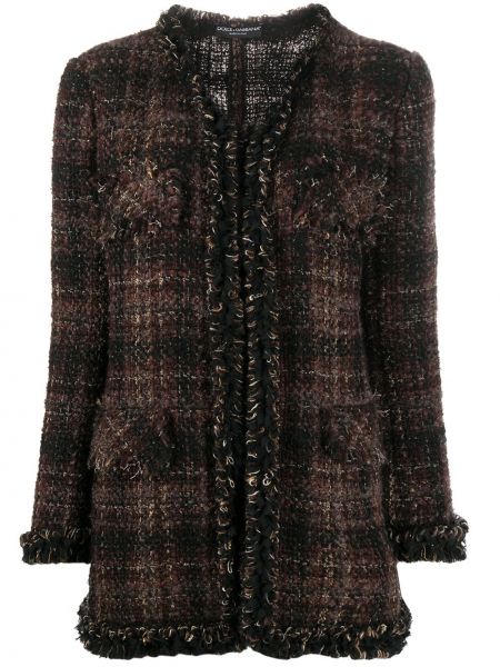 Chaqueta a cuadros de tweed Dolce & Gabbana marrón