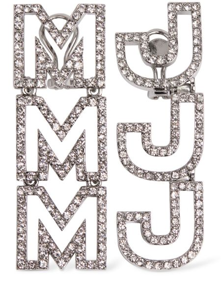 Uhani s kristali Marc Jacobs srebrna