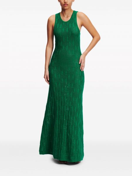 Žakárové pletené dlouhé šaty Karl Lagerfeld zelené