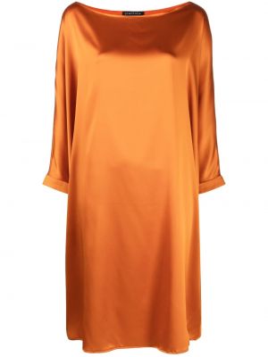 Hedvábné mini šaty s lodičkovým výstřihem Gianluca Capannolo - oranžová