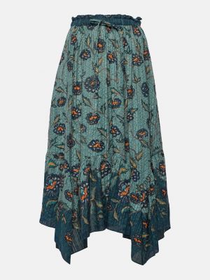 Хлопковая юбка миди Ulla Johnson синяя