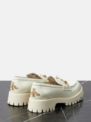 Δερμάτινα loafers Gucci λευκό