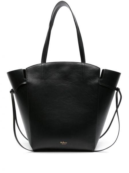 Δερμάτινη τσάντα shopper Mulberry μαύρο