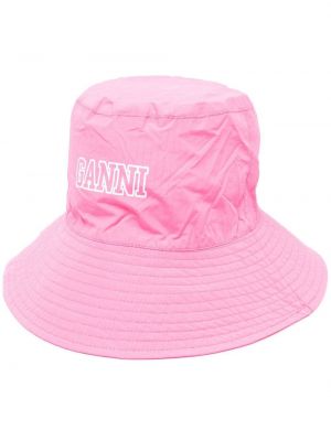 Cappello con stampa Ganni rosa