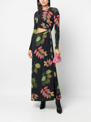 Květinové šaty s potiskem Elie Saab černé