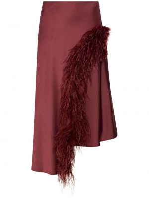 Asymetrické midi sukně z peří Lapointe červené