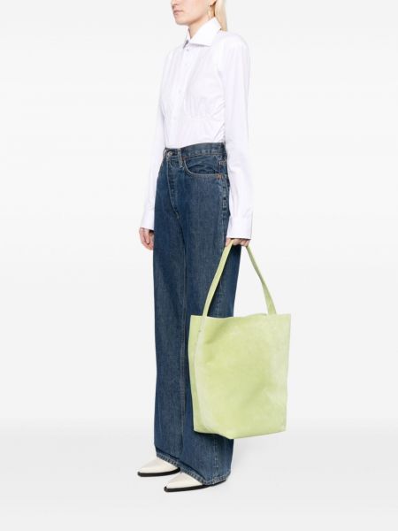 Semišová shopper kabelka Yu Mei zelená