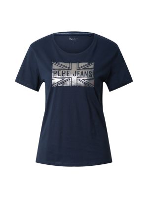 Тениска с перли Pepe Jeans синьо