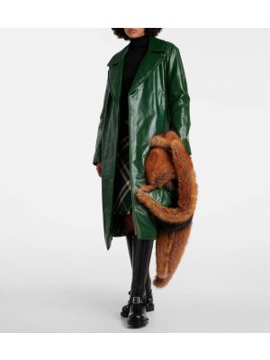 Manteau de fourrure en cuir Burberry vert