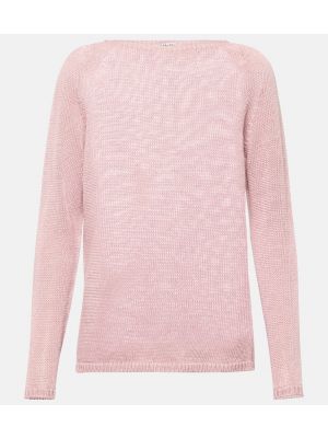Lniany sweter S Max Mara różowy