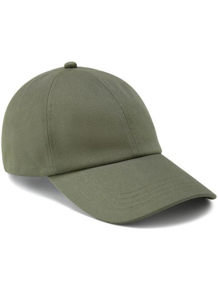 Памучна шапка с козирки бродирана Woolrich зелено