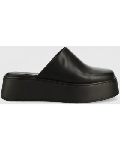 Kožené pantofle na platformě Vagabond Shoemakers černé