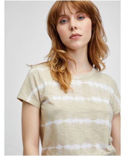 Batikované bavlněné tričko Gap béžové